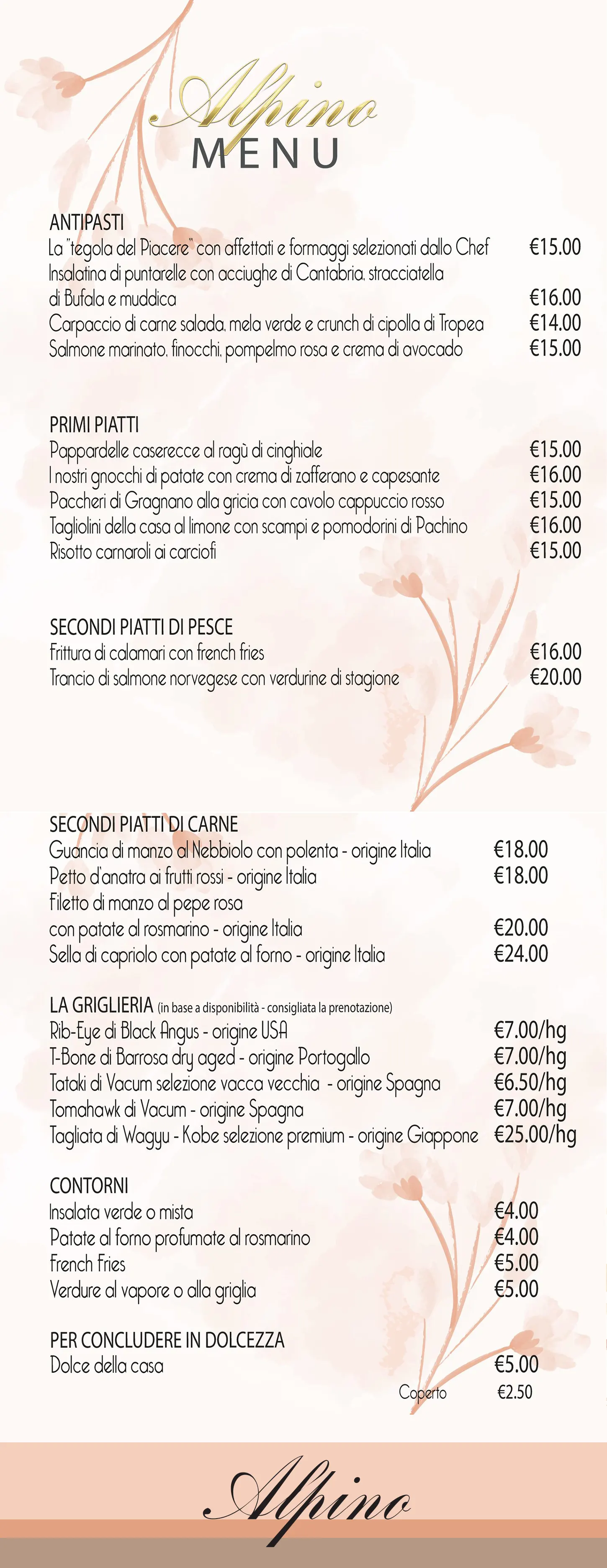 ristorante Alpino menu primavera2024 