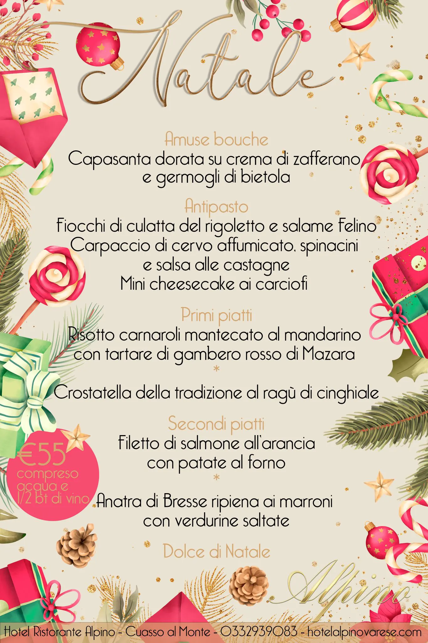 ristorante Alpino menu natale 2023 